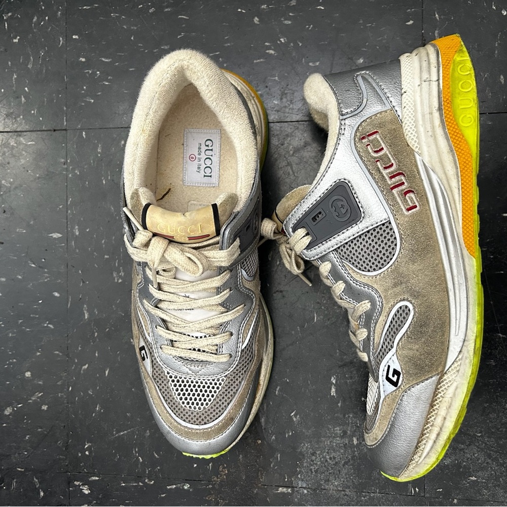 Gucci Silver and Neon Yellow Athletic Shoes - Picture 5 of 5